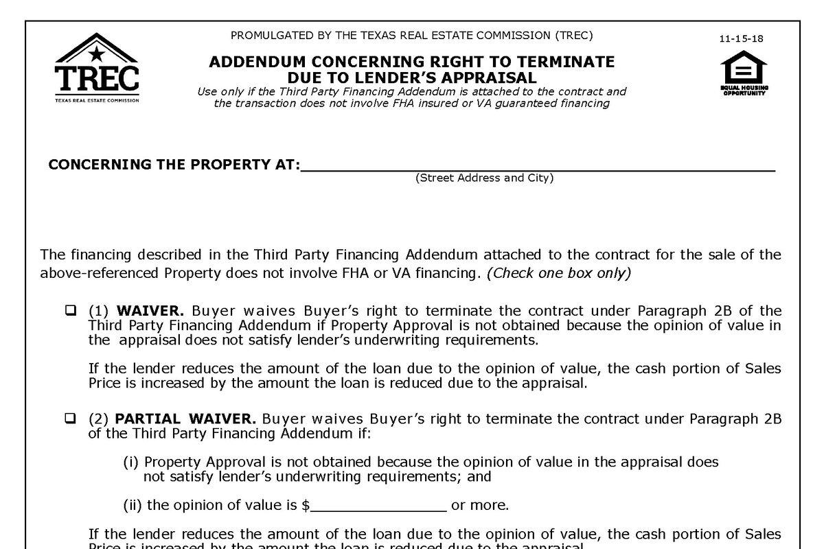 Appraisal Addendum in Texas: What Sellers Need to Know