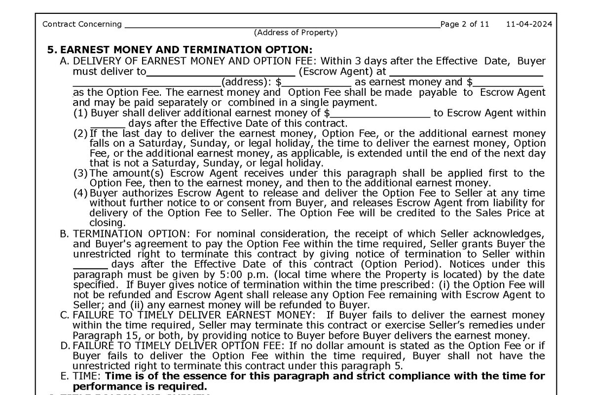 Earnest Money vs Option Fee in Texas: What's the Difference?