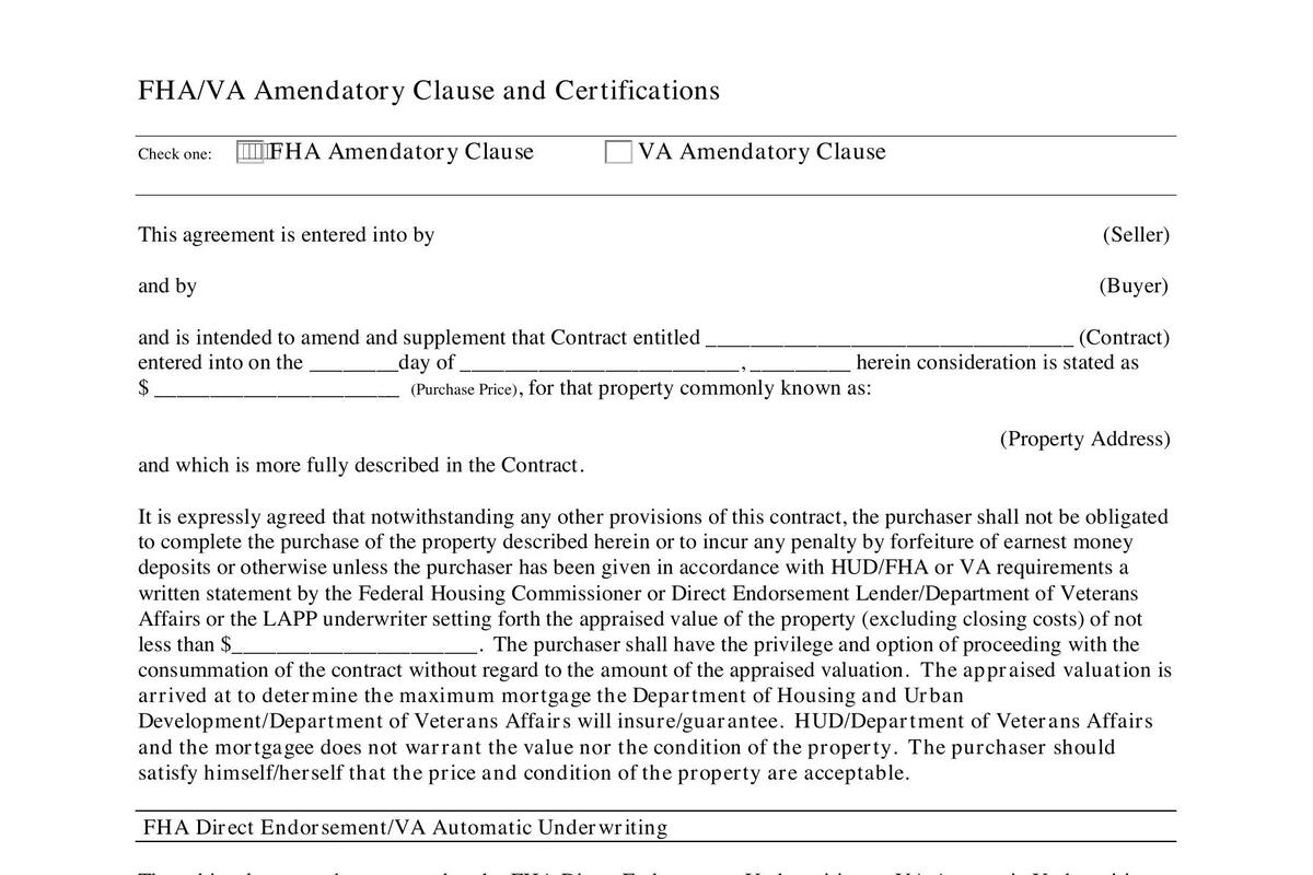 FHA/VA Amendatory Clause: What Texas Sellers Need to Know