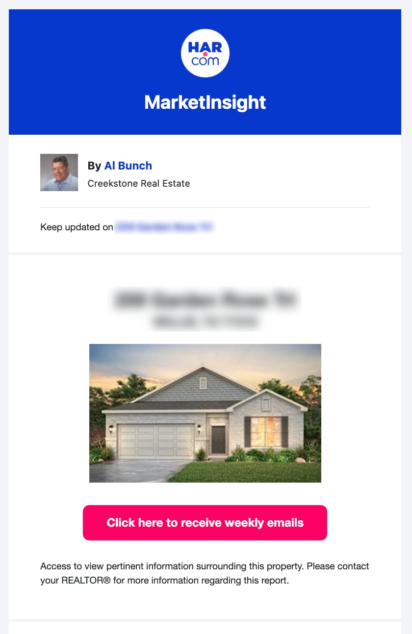 HAR MarketInsight invitation email example