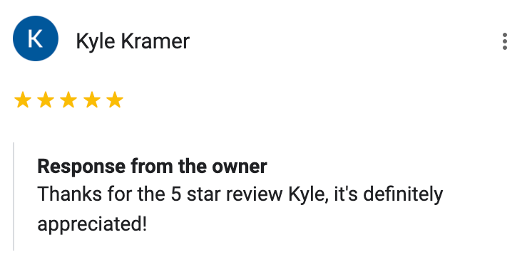 Google 5 star review