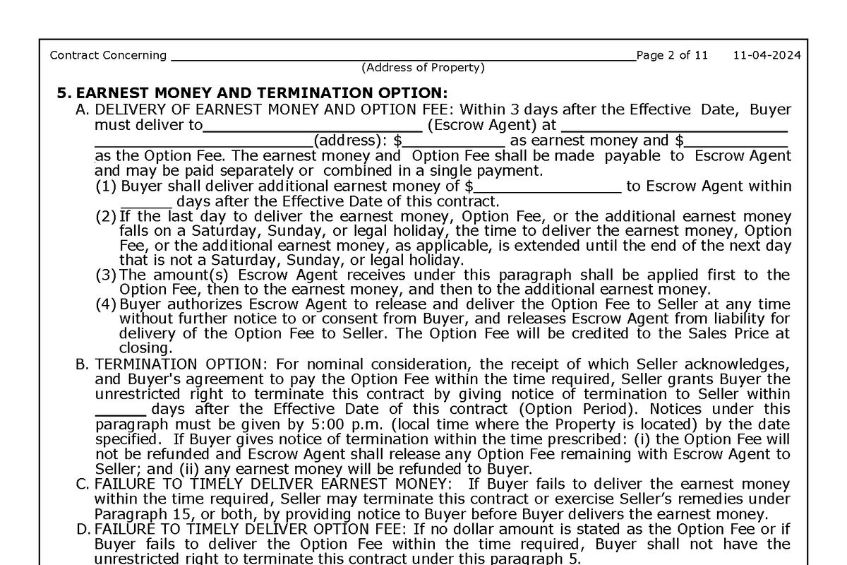 Release of Earnest Money in Texas: How It Works