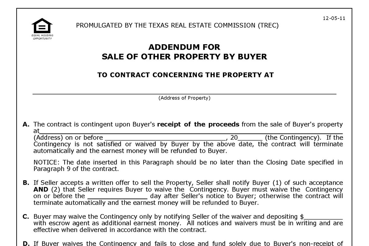 Sale of Other Property Addendum in Texas (SOOP): What Sellers Should Know