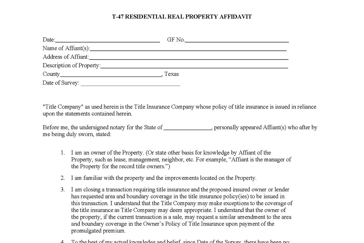 T-47 Affidavit in Texas Real Estate: What Sellers Need to Know