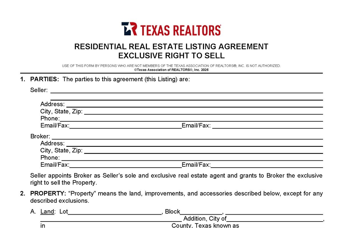 TXR Listing Agreement Explained — What Texas Sellers Need to Know